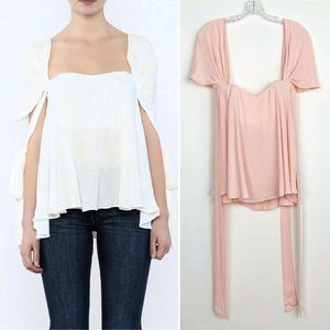 Light Pink Swing Top Cap Sleeve Arm Ties Airy S